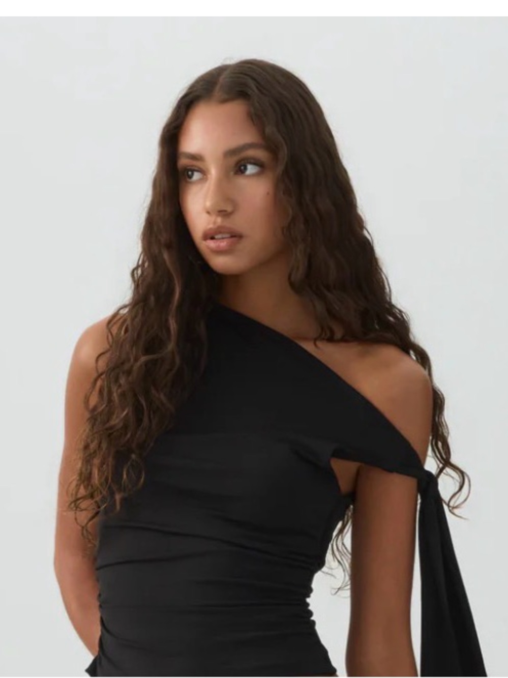 ARDENE - “NWOT” One-Shoulder Black Tie-Shoulder Blouse